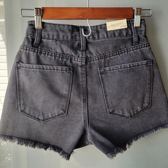 NEW Banjara Shorts Size 22 Charcoal Cut Off Embroidered Denim Boho Floral Checky - Picture 2 of 9